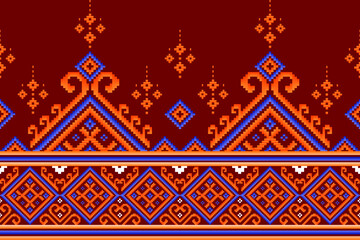 Pixel style. Traditional design. geometric pattern ethnic art. Pixel fabric patterns Designed for fabric patterns, textiles, tile patterns, carpets, ceramics, home decorations, handicrafts, background