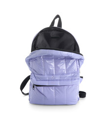 Empty school backpack isolated on white background