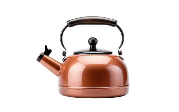 Beautiful Shinny Tea Kettle Isolated On Transparent Background PNG.