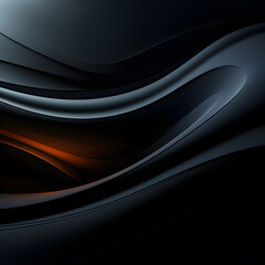 Abstract futuristic dark black background with waved design. Realistic 3d wallpaper with luxury flowing lines. Elegant backdrop. illustration