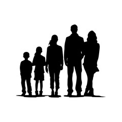 Silhouette of a family, Suluet family four persons parents and two children, vector illustrator.