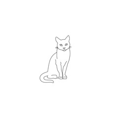 Cat line icon flat sign vector illustration