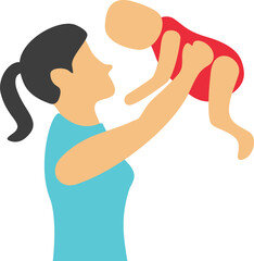 Mother playing with baby illustration