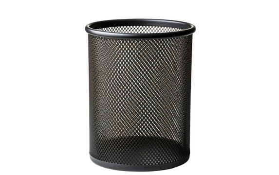 Black Color Trash Can Isolated On Transparent Background PNG.