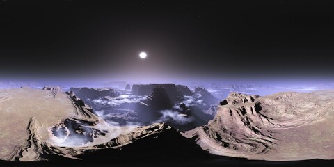 Panorama of the surface of Venus, HDRI, environment map , Round panorama, spherical panorama, equidistant projection, 360 high resolution panorama, 3d rendering