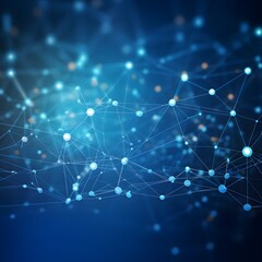 Obraz premium Abstract connected dots on bright blue background.