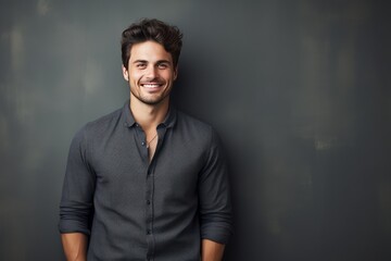 Fototapeta premium Young smiling man studio portrait. AI generative. AI generative
