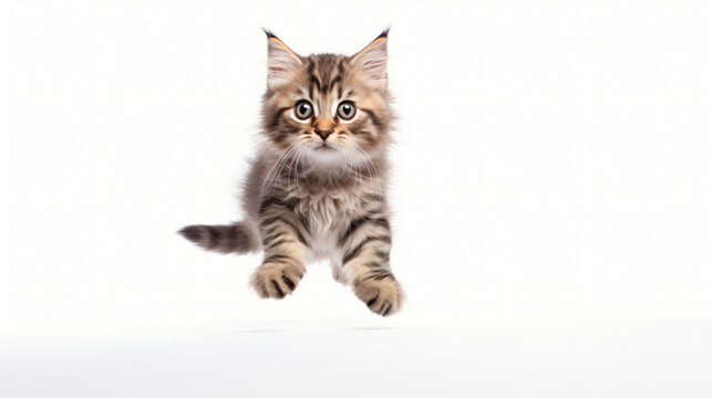 A cat jumping stop motion isolated on white background