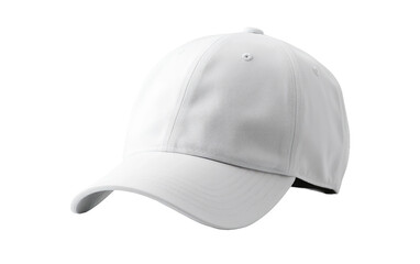White Color Base Ball Cap Isolated On Transparent Background PNG.