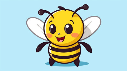 Cute bee flying cartoon vector icon illustration