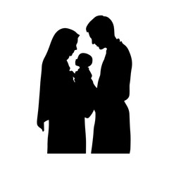 silhouette of muslim family. Vector Illustrator