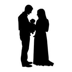 silhouette of muslim family. Vector Illustrator