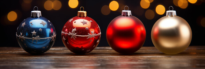 Captivating Festive Display of Red and Blue Christmas Baubles: A Holiday Photography