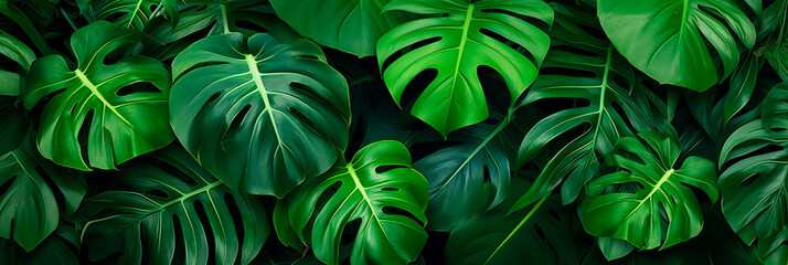 Fototapeta na wymiar green monstera leaves background