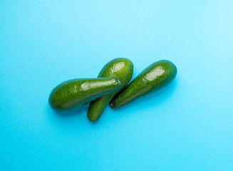 Avocado Isolated, Whole Avokado, Green Avocados Slice, Fresh Alligator Pear, Long Avocado Fruit