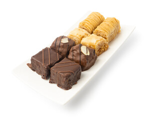 Baklava Isolated, Small Ramadan Dessert, Eastern Sweet Filo Pastries, Turkish Honey Baklawa, Oriental Desert