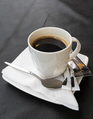 Fresh Black Coffee in Outdoor Cafe, Coffee Cup in Coffeeshop City, Black Coffee on Restaurant Table