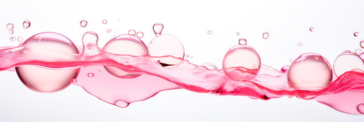 Luftblasen für Kosmetikprodukte auf weißem Hintergrund. Öltropfen im Wasser. - obrazy, fototapety, plakaty