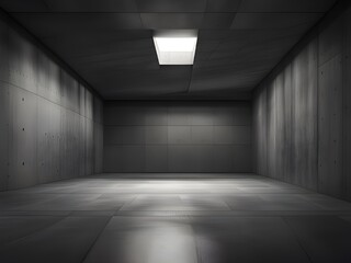 dark empty room with dark concrete floor.