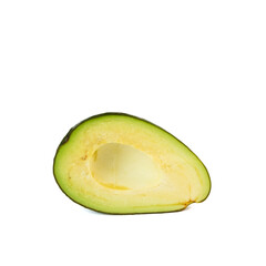 Avocado isolated on white background. avocado sliced closeup.