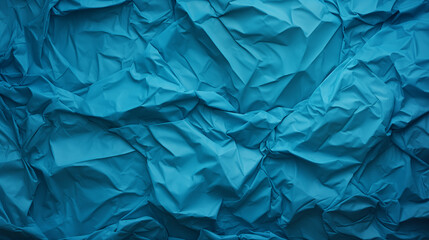 Blue Crumpled Paper Background, AI Generative

