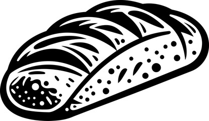 Bread bakery silhouette icon in black color. Vector template for tattoo or laser cutting.