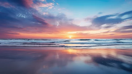 Foto op Aluminium sea blue sunset summer landscape illustration nature sky, background coastal, tourism europe sea blue sunset summer landscape © sevector