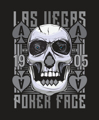 a vector illustration of skull and gambling . t shirt graphics .Artwork