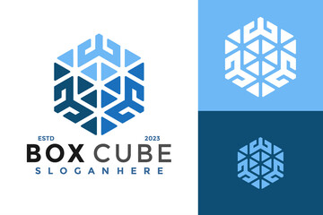 Letter M Box Cube Logo design vector symbol icon illustration