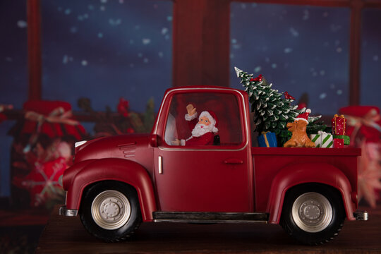 Christmas toys decoration of photography set for seasonal themed photoshooting