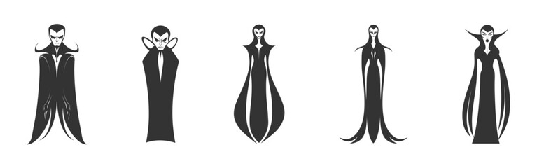 Vampire silhouette set. Vector illustration