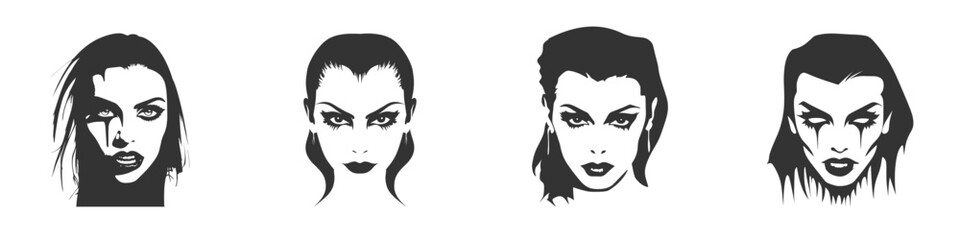 Vampire woman face silhouette. Vector illustration