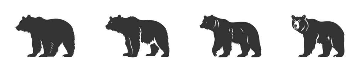 Bear silhouette set. Vector illustration - obrazy, fototapety, plakaty