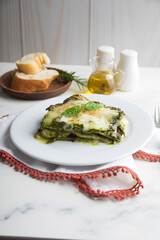 Green pesto lasagna italian peruvian gourmet comfort food