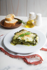 Green pesto lasagna italian peruvian gourmet comfort food