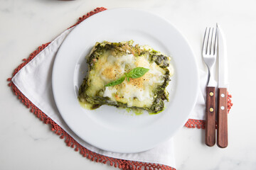 Green pesto lasagna italian peruvian gourmet comfort food