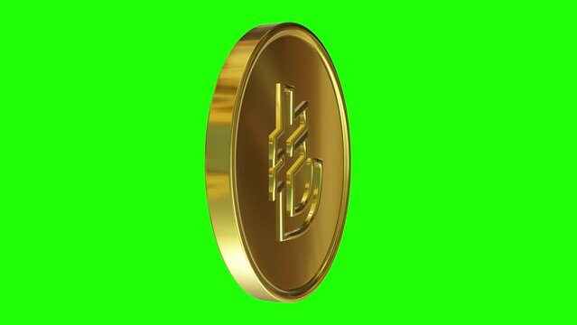 3d animated lira coin with green screen and alpha screen