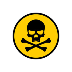 Danger, toxic sign skull icon. Warning skull symbol. Toxic poison Sign. Danger signs with skull and cross bones. - obrazy, fototapety, plakaty