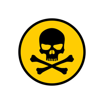 Danger, toxic sign skull icon. Warning skull symbol. Toxic poison Sign. Danger signs with skull and cross bones.