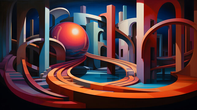 Curves and parallels - Illustrations Background Wallpaper - Generated by AI
