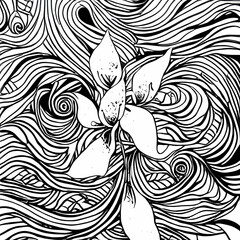 black and white flower art work