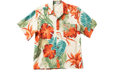 Beautiful Flower Printed Hawaiian Shirt Isolated On Transparent Background PNG. - obrazy, fototapety, plakaty