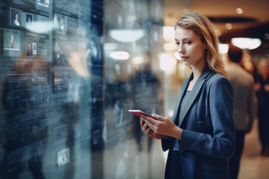 A Woman Utilizing A Chatbot To Gather Information About The Future Of Work And Employment