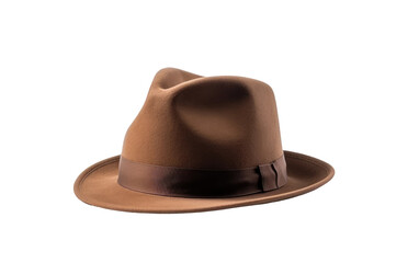 Brown Color Homburg Hat Isolated On Transparent Background PNG.