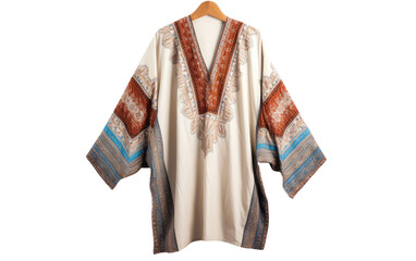 Attractive Printed Kaftan Shirt Isolated On Transparent Background PNG.