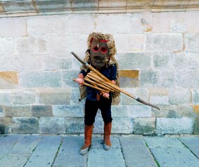 typical ancient traditional mask of the Atenazador of San Vicente de la Cabeza, Zamora