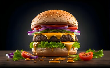3d render of  colorful juicy burger ai generative