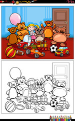 Fototapeta premium cartoon toys characters group coloring page