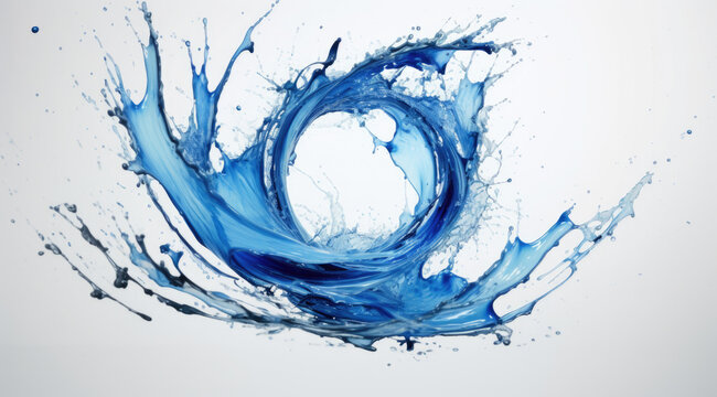 Water splash in circle shape isolated on white background.