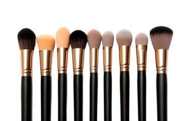 Collection Of Makeup Brush Isolated On Transparent Background PNG.